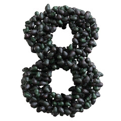 Alphabet made of avocado, number 8