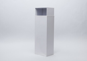 white cardboard box for presentation product on white background. Mockup for design.
