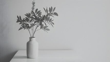 Elegant Minimalist Floral Arrangement in White Ceramic Vase on Tabletop