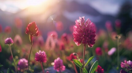 USA, Washington, Mount Rainier National Park, Mt. Rainier and flower m