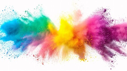 colorful rainbow holi paint color powder explosion on isolated white background