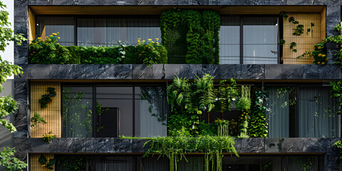 A Modern Skyscraper buildings  Oasis of Greenery and Sustainability Earth day concept 