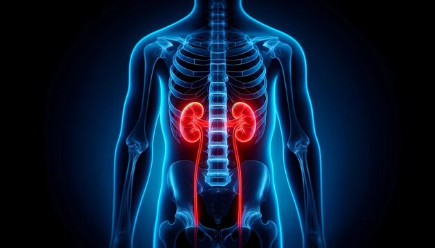 X-ray of the human renal system with emphasis on kidney health, Concept of nephrology and urinary tract health