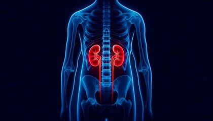 X-ray of the human renal system with emphasis on kidney health, Concept of nephrology and urinary tract health