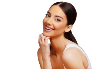 Beautiful woman isolated. Beauty portrait. PNG file with transparent background. 