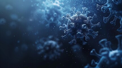 Microscopic view of virus particles in a dynamic environment highlighting the complexity of infectious agents