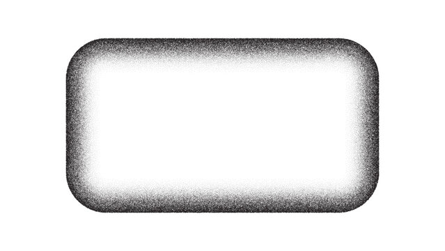 Grain rectangle frame. Noise dot pattern boundary. Grunge geometric texture. Isolated vector template for banner.