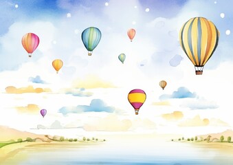 Fototapeta premium Hot Air Balloons, Colorful balloons floating in the sky