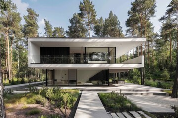 Minimalist luxury modern villa near the forest