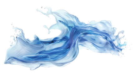 Water splash isolated, water waves on transparent background , cut out.