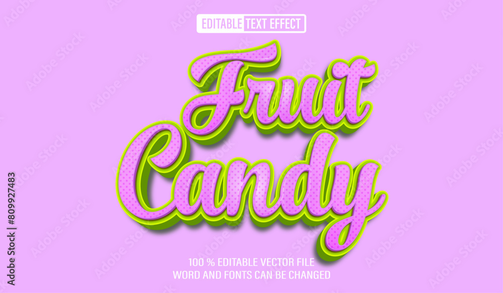 Poster editable 3d text style effect - fruit candy text effect template