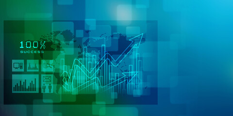 2d illustration Stock market online business concept. business Graph 
