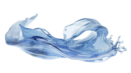 Water splash isolated, water waves on transparent background , cut out.