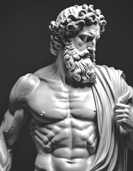 a classical Greek sculptures of a philosoph. generative ai