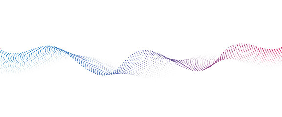 Flowing Dot Wave Pattern Halftone Curve Shape on Transparent Background  
