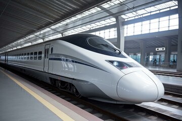 Fototapeta premium Super modern speed train. Fast transport. Generate Ai