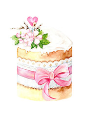 Watercolor illustration of Easter cake