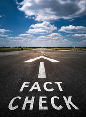 Fact Check written on a Runway