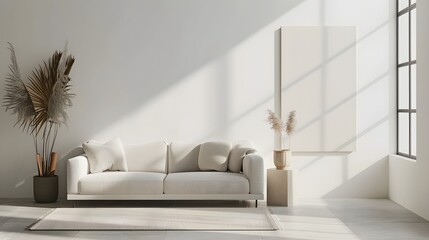 Mock up livingroom in minimal style