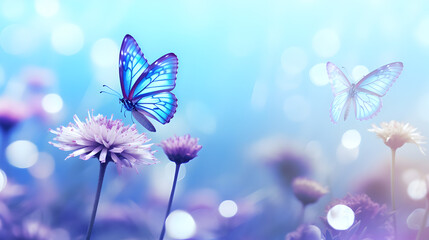 Mystical Butterfly in  Vibrant Meadow & Glowing Wings, HD wallpaper
