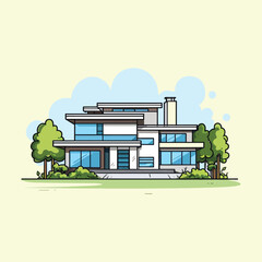 Suburban Villa vector illustration set items