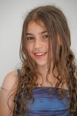 High resolution studio portrait image of a single beautiful Caucasian 11 year old girl- Israel