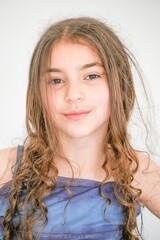High resolution studio portrait image of a single beautiful Caucasian 11 year old girl- Israel