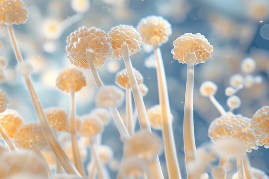 Three-Dimensional Illustration of Fungus Aspergillus flavus: Major Mold Producer of Aflatoxin