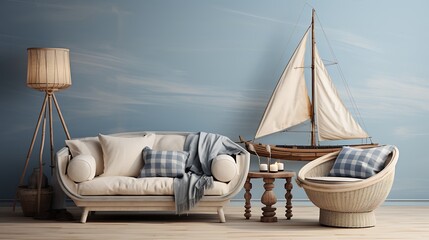 Nautical-inspired design elements like ropes and sails.