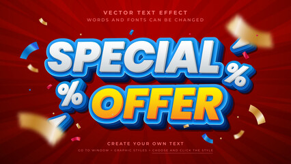 Promotion special offer text effect, discount sale vector text effect