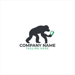 monkey logo design vector template white background
