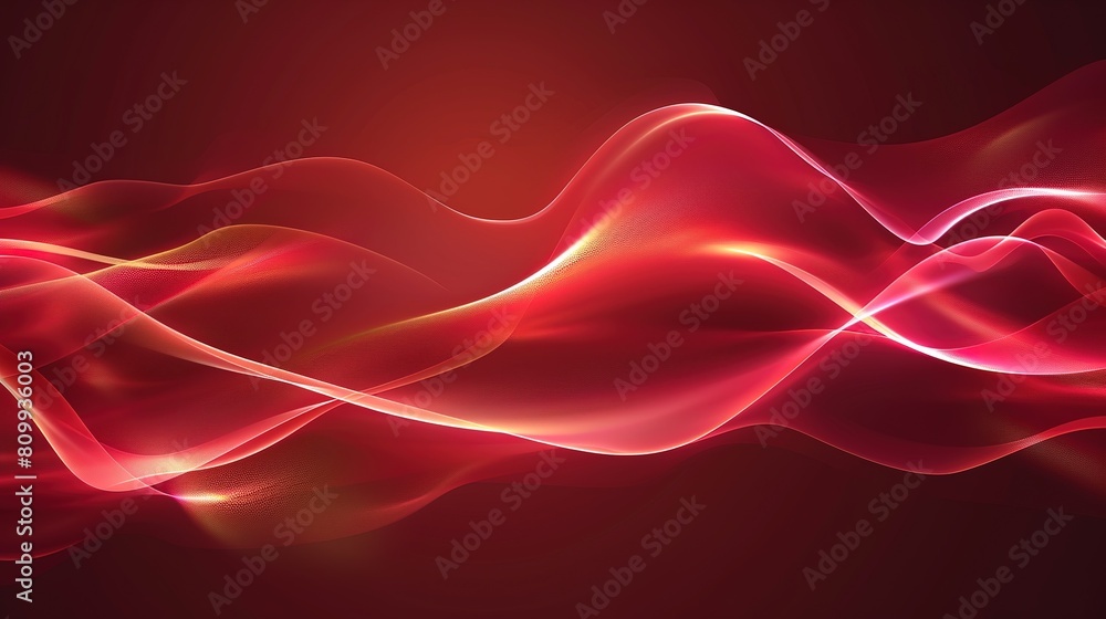 Poster Elegant flowing red waves background, abstract flowing lines and curves creating a sensual visual experience