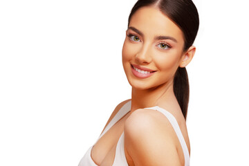 Beautiful woman isolated. Beauty portrait. PNG file with transparent background. 