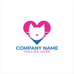 dog pet love heart line art logo symbol template illustration inspiration
