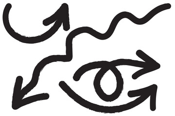 Straight long arrow, left thin line, black cursor, horizontal element, thick pointer vector icon isolated on white background. Simple illustration