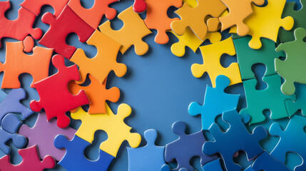 Vibrant puzzle pieces in conceptual image representing autism