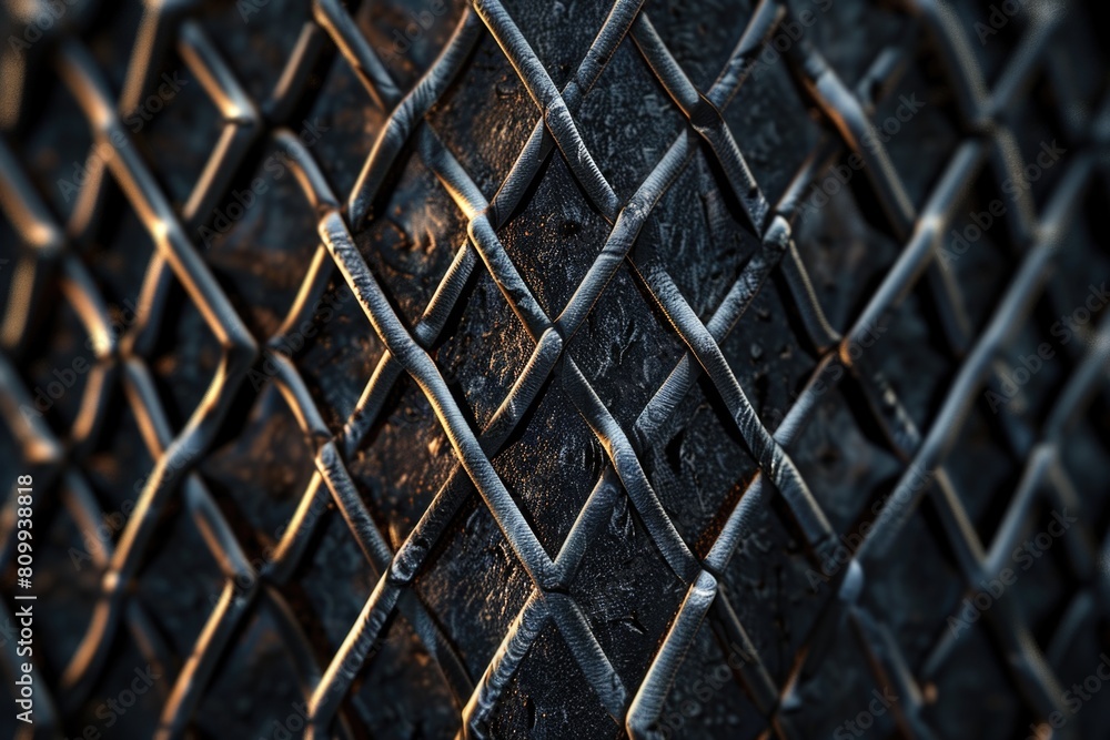 Poster detailed view of a chain link fence, suitable for security or boundary concepts