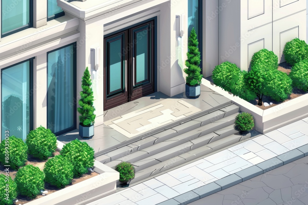 Poster a view of a building from the outside. perfect for architectural design concepts