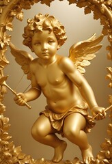 Golden cupido with bow and arrow