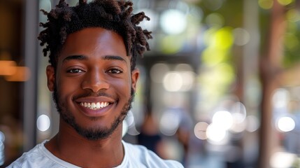 Obraz premium Young African American man with an infectious smile