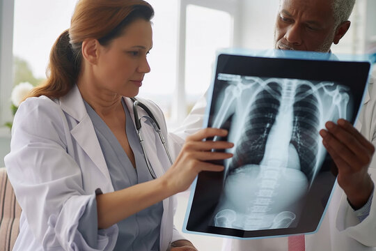 Doctors discussing x-ray results