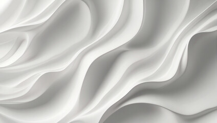 Obraz premium 3D white wavy abstract background, modern smooth waves pattern flowing, curvy motion swirl design for presentation