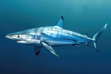 Shortfin Mako Shark in the Blue Waters. Majestic Predator of the Ocean