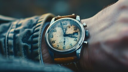 Vintage Wristwatch Reflecting on the Passage of Time