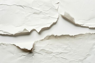 Ripped White Paper. Texture of Torn Edge of Old White Paper Ripped in Half