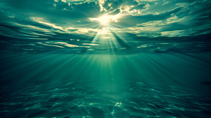 Undersea background with sunlight