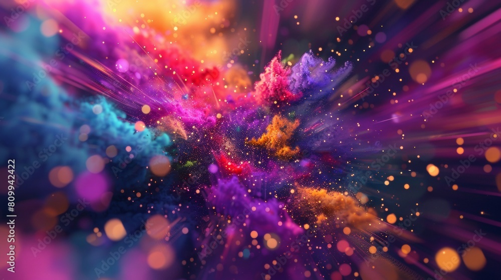 Poster a colorful, abstract image of a rainbow with many different colored lines