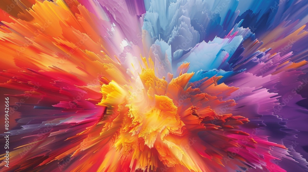 Poster a colorful, abstract image of a rainbow with many different colored lines