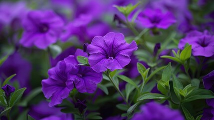 Nature's Beauty: Blooming Mexican Petunias in Purple - Floral Garden Delight