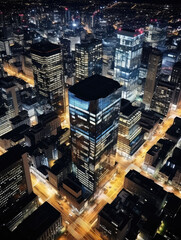 Urban Glow: Modern Cityscape at Night